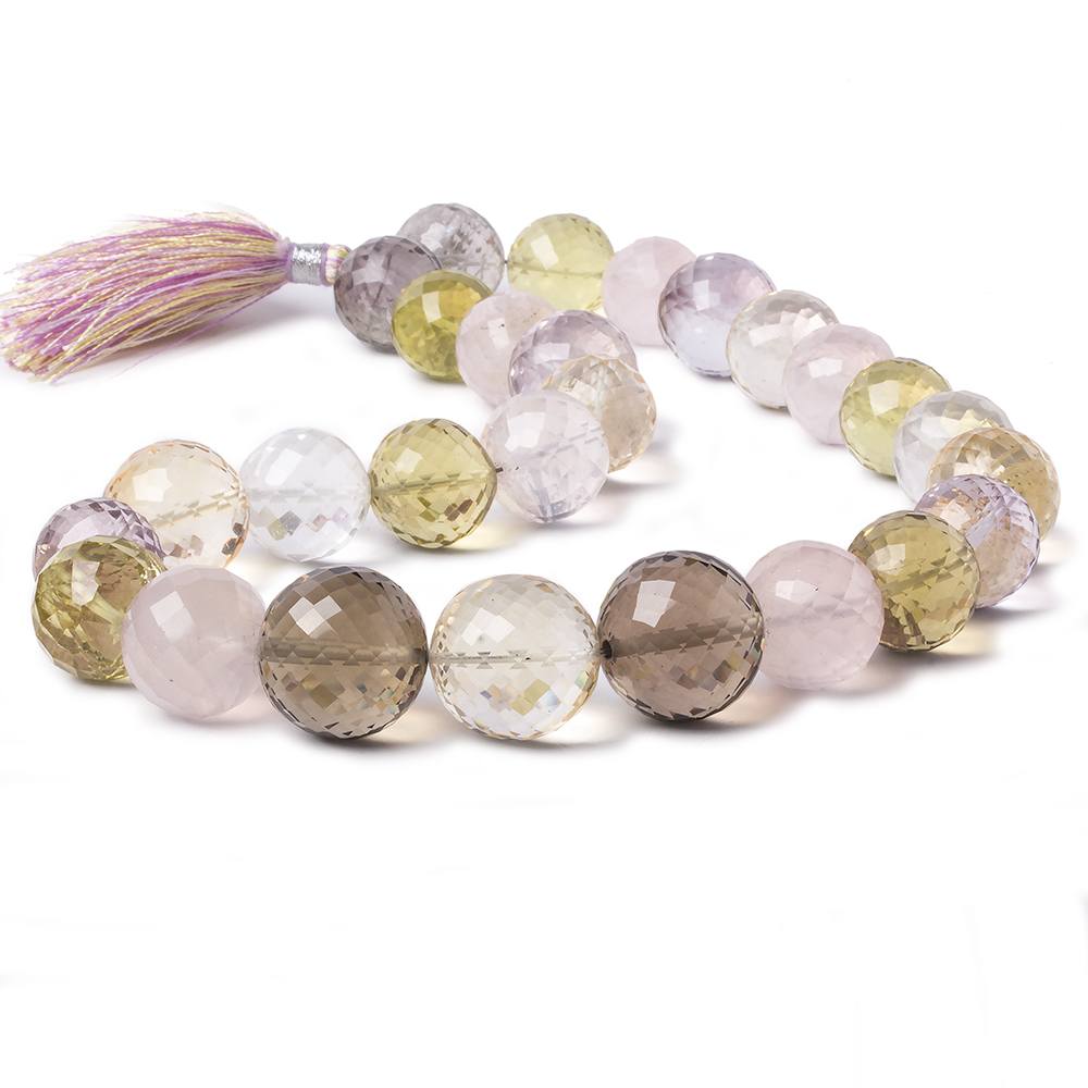 13.5-18mm Multi Gemstone German Faceted Round beads 16 inch 27 pieces AA - Beadsofcambay.com