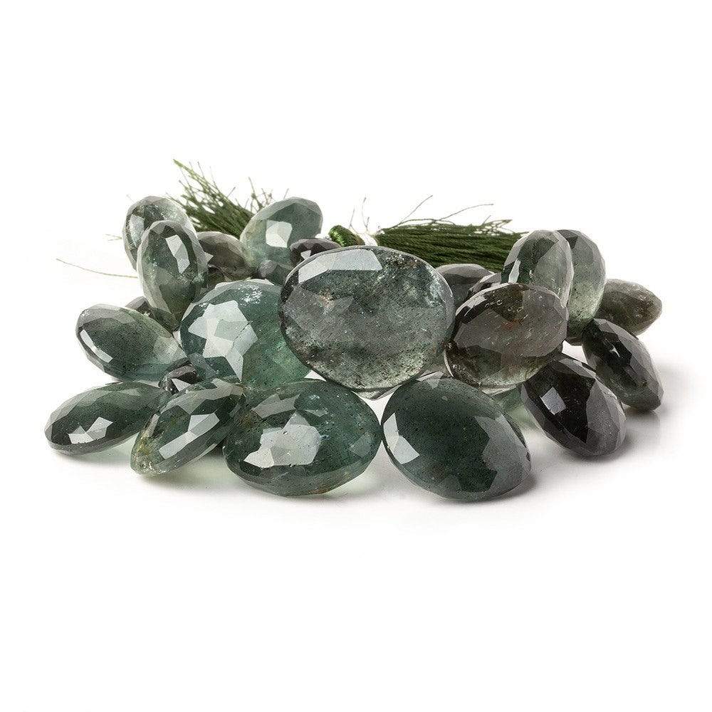 13.5-19mm Moss Aquamarine Faceted Heart Beads 8.5 inch 30 beads - Beadsofcambay.com