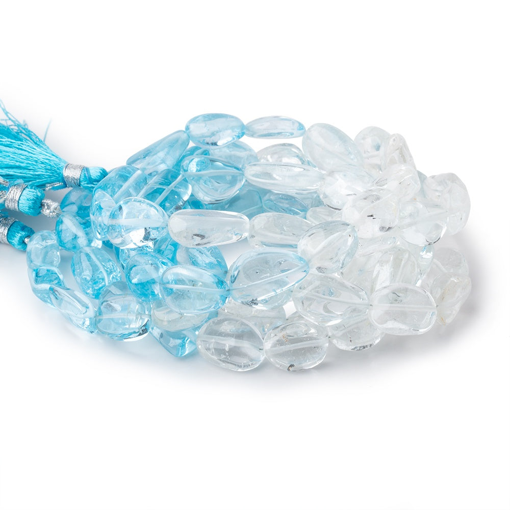 11x9x9-18x11x7mm Natural & Swiss Blue Topaz Plain Nugget Beads 16 inch 29 pcs - BeadsofCambay.com