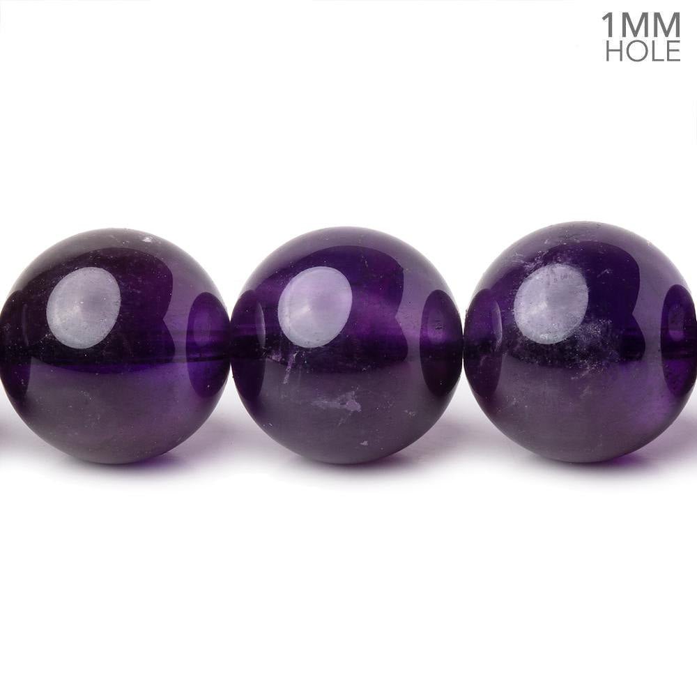 13.5mm Amethyst Plain Round Beads 15.75 inch 29 pieces AAA 1mm Hole - Beadsofcambay.com