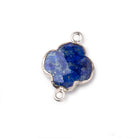 13.5mm Silver Leaf Lapis Lazuli Faceted Quatrefoil Connector 1 focal piece - Beadsofcambay.com