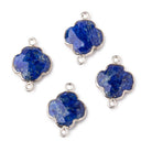 13.5mm Silver Leaf Lapis Lazuli Faceted Quatrefoil Connector 1 focal piece - Beadsofcambay.com