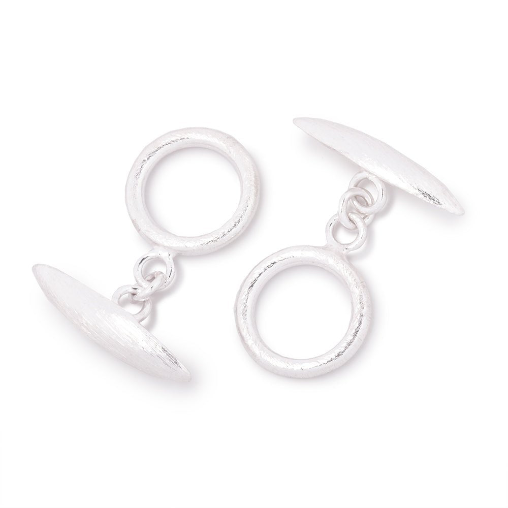 13.5mm Sterling Silver Toggle Brushed Marquise Design 1 piece - Beadsofcambay.com