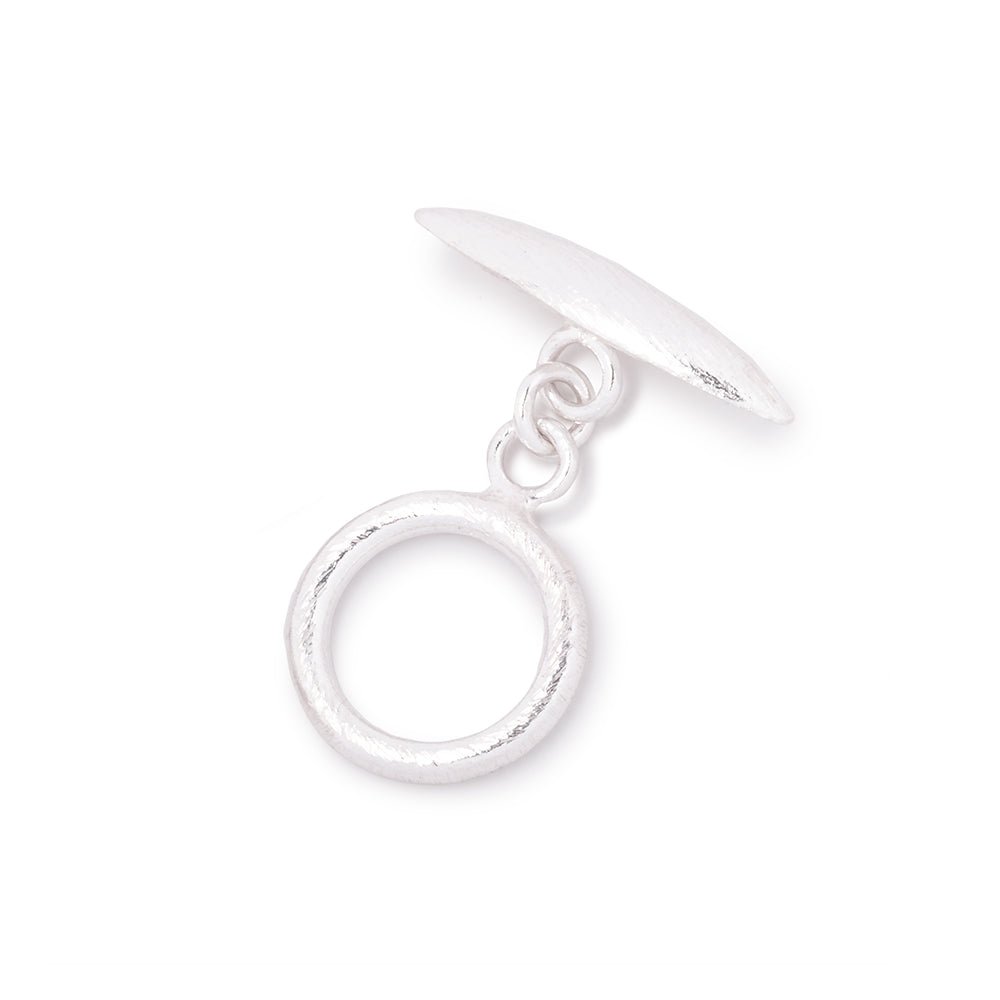 13.5mm Sterling Silver Toggle Brushed Marquise Design 1 piece - Beadsofcambay.com