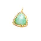 13.5mm Vermeil Bezel White CZ and Chrysoprase Triangle Pendant 1 piece - Beadsofcambay.com
