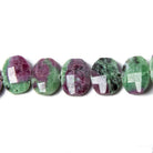 13.5x11x5mm Ruby in Zoisite Side Drilled Faceted Cushion 6 in. 15 beads - Beadsofcambay.com