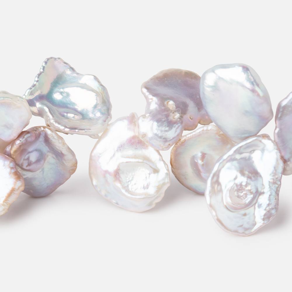 13.5x13-18x14mm Lavender, Silver, & Off White Keshi Pearl Beads 16 inch 56 pieces - Beadsofcambay.com