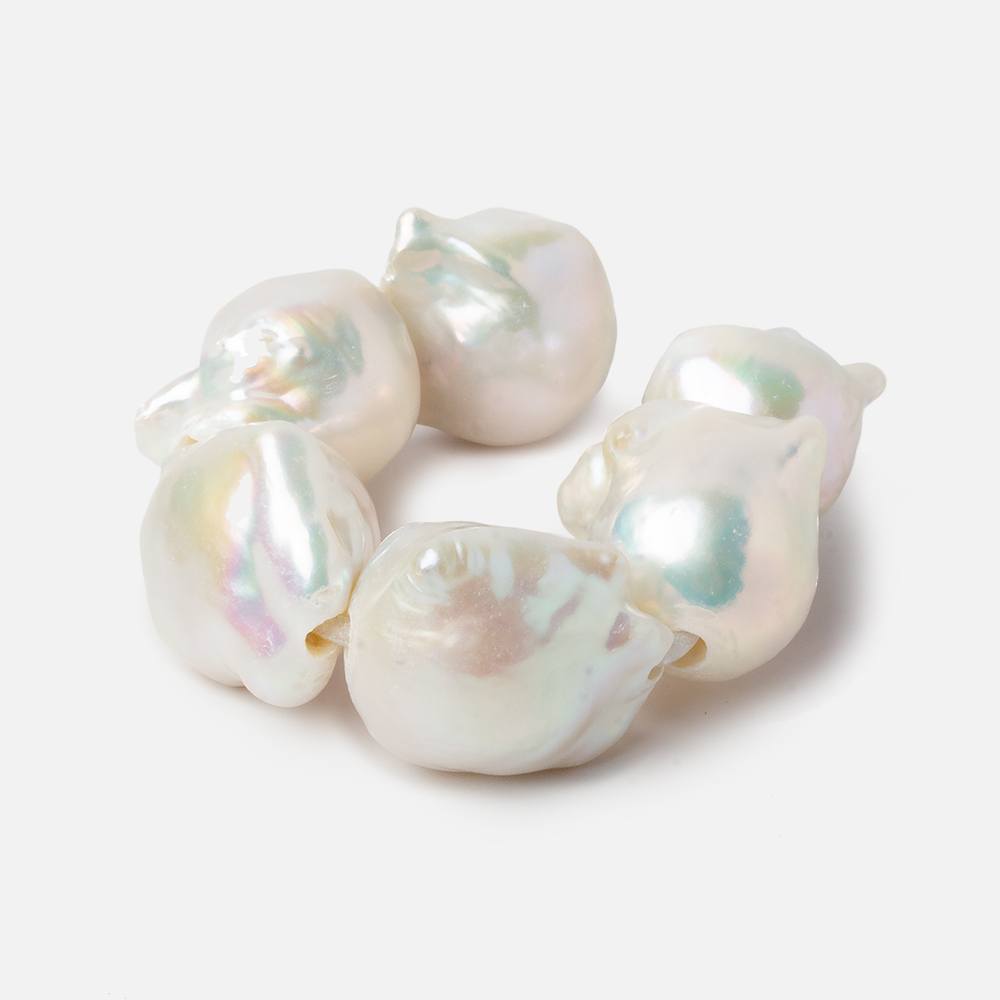 13.5x16.5-14x18.5mm White Ultra Baroque 2.5mm Large Hole Freshwater Pearls 4 inch 6 pieces A - Beadsofcambay.com