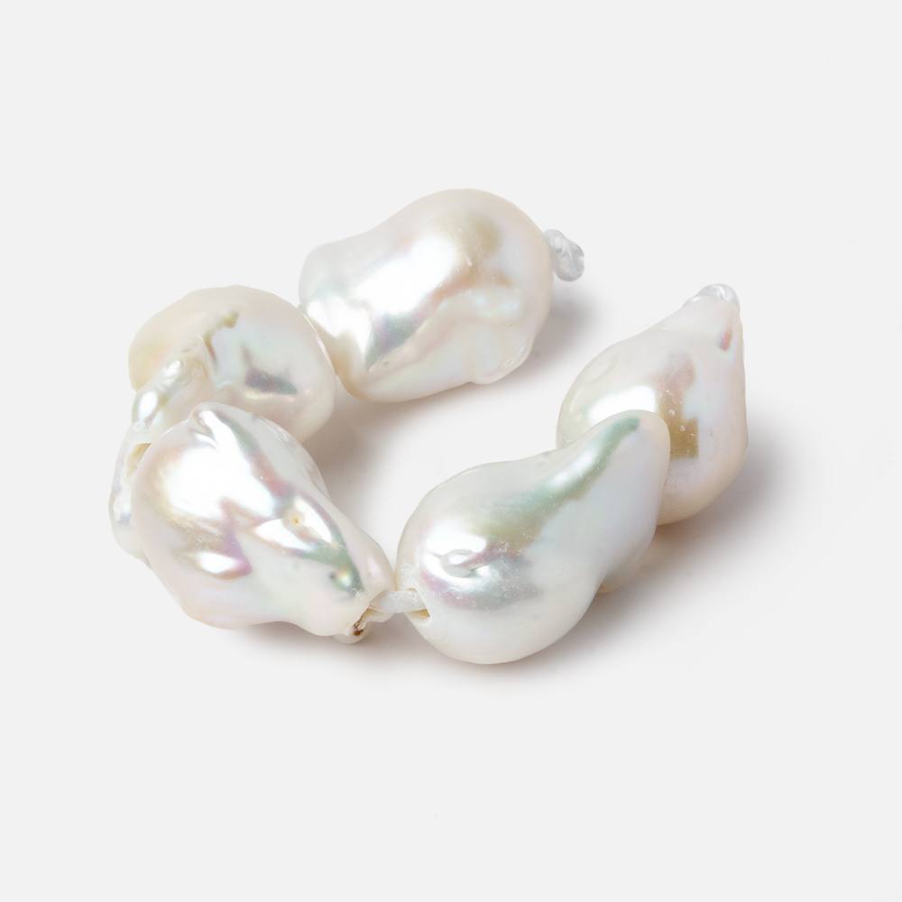 13.5x19-13.5x22mm White Ultra Baroque 2.5mm Large Hole Freshwater Pearls 4 inch 5 pieces A - Beadsofcambay.com