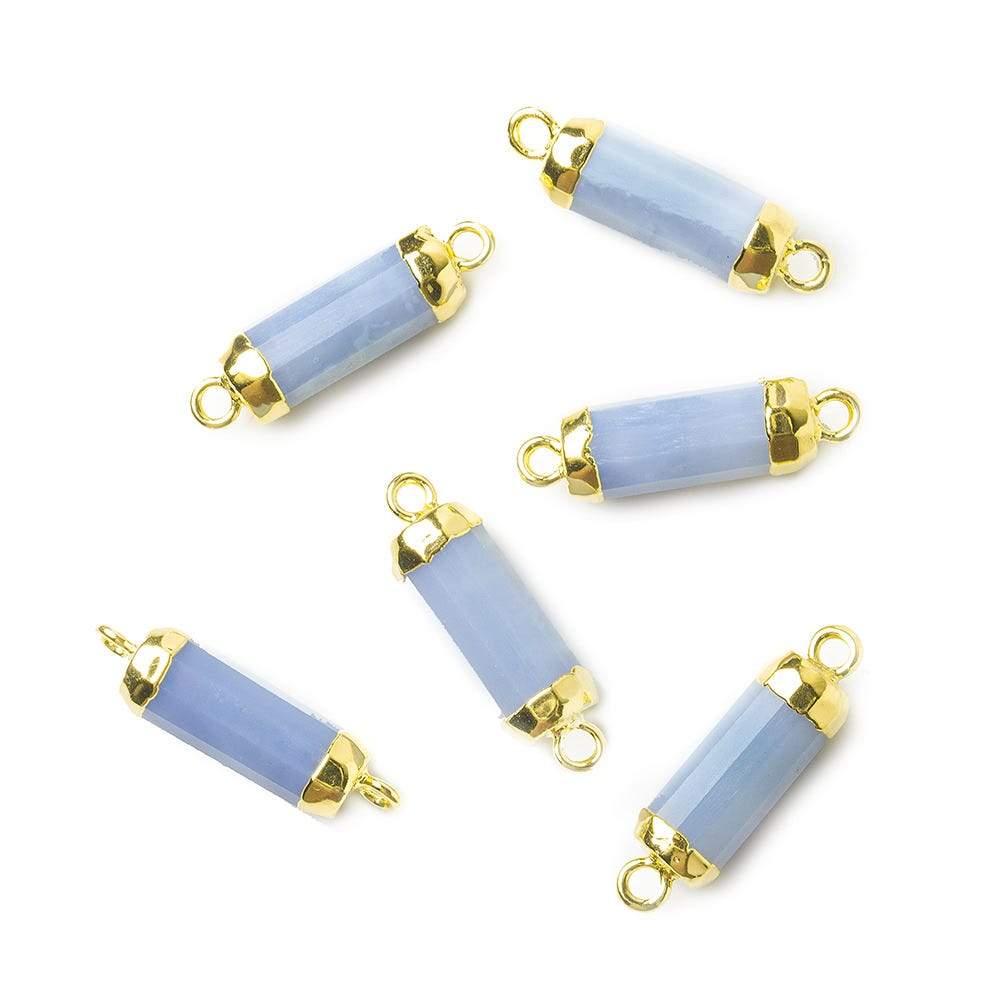 13.5x5mm Gold Leafed Owyhee Denim Blue Opal faceted barrel tube Connector 1 piece - Beadsofcambay.com