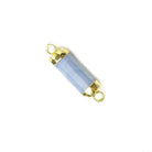 13.5x5mm Gold Leafed Owyhee Denim Blue Opal faceted barrel tube Connector 1 piece - Beadsofcambay.com