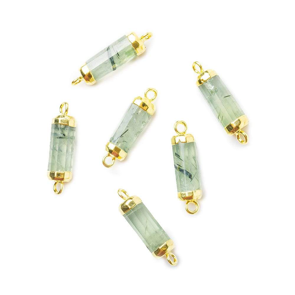 13.5x5mm Gold Leafed Prehnite faceted barrel tube Connector 1 piece - Beadsofcambay.com