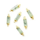 13.5x5mm Gold Leafed Prehnite faceted barrel tube Connector 1 piece - Beadsofcambay.com