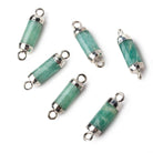 13.5x5mm Silver Leafed Amazonite faceted barrel tube Connector 1 piece - Beadsofcambay.com
