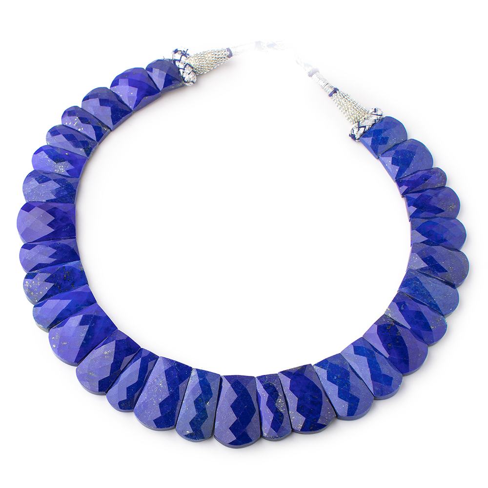 13.5x9-22x11mm Lapis Lazuli double drilled faceted fancy shape collar 30 beads - Beadsofcambay.com