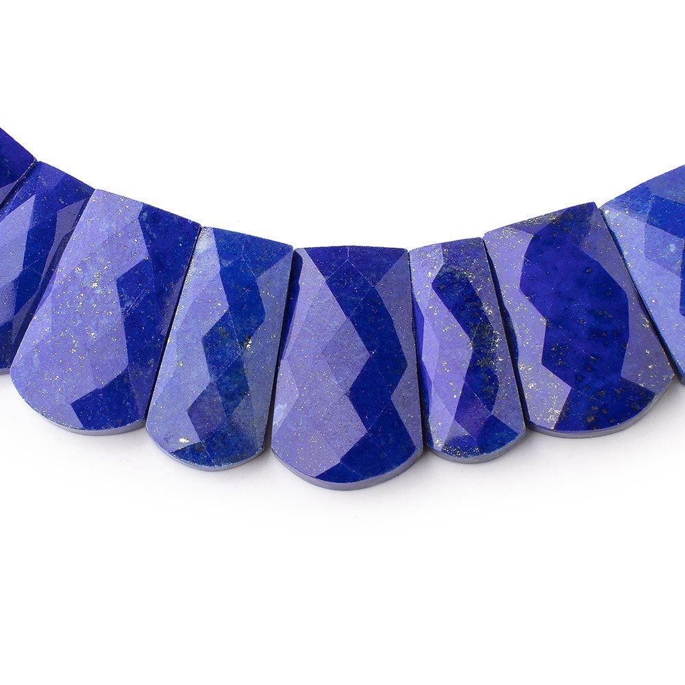 13.5x9-22x11mm Lapis Lazuli double drilled faceted fancy shape collar 30 beads - Beadsofcambay.com