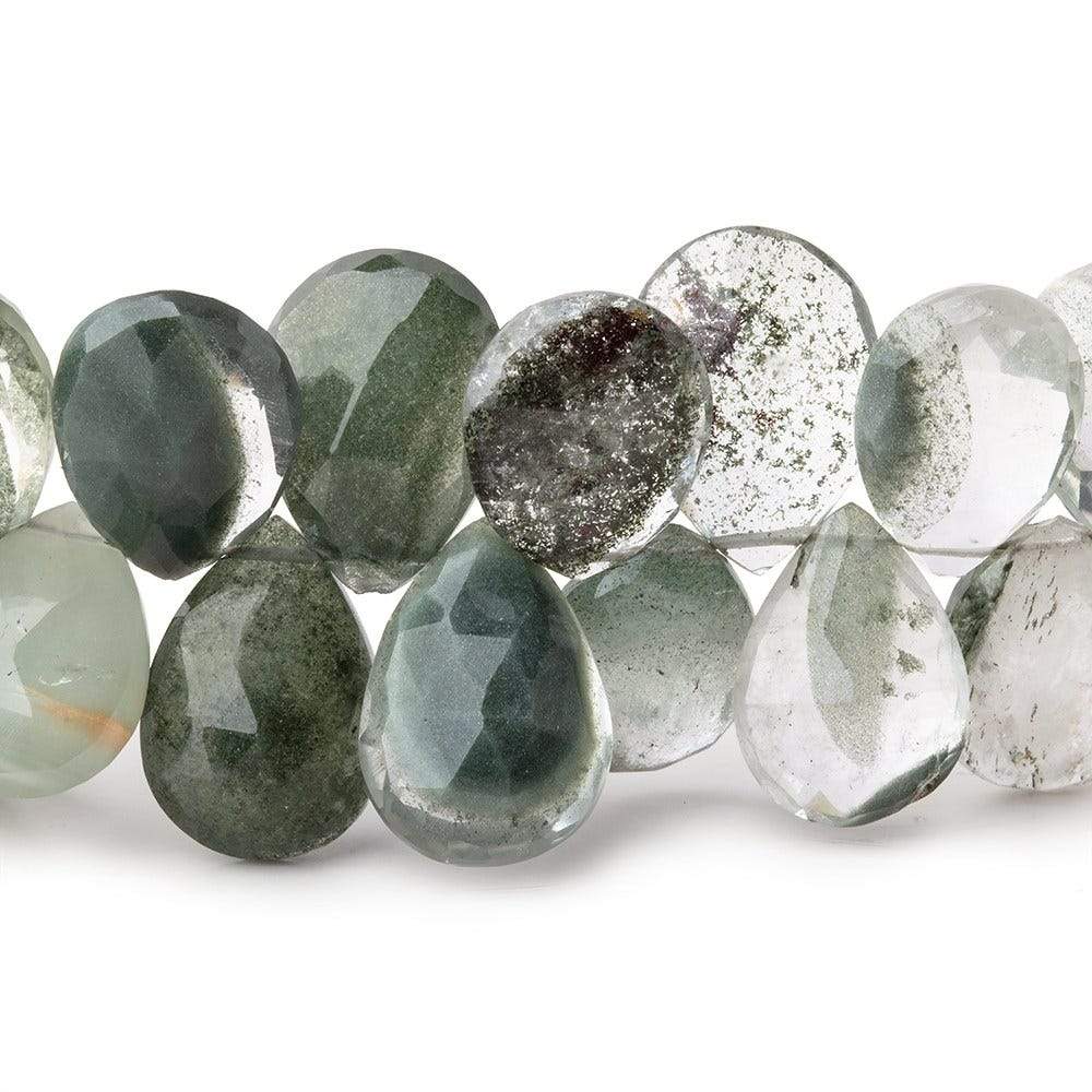 13.5x9.5-16x11mm Moss Quartz Faceted Pear Beads 7 inch 39 pieces - Beadsofcambay.com