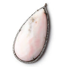 Beadsofcambay Black Gold Bezel CZ and Pink Peru Opal Pear Pendant 1 focal bead
