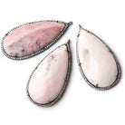 Beadsofcambay Black Gold Bezel CZ and Pink Peru Opal Pear Pendant 3 focal bead