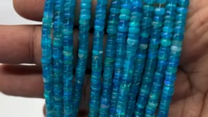 BeadsofCambay 3-5mm Neon Blue Ethiopian Opal Plain Rondelle Beads 16 inch 193 pieces