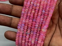 BeadsofCambay 3-6mm Neon Pink Ethiopian Opal Faceted Rondelle Beads 16 inch 160 pieces