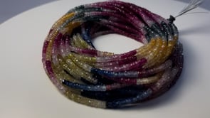 Beadsofcambay 3mm Multi Color Sapphire & Ruby Faceted Heshi Beads 18 inch 245 pieces