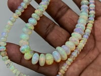 Beadsofcambay 4.5-14mm Cream Ethiopian Opal Plain Rondelle beads 24 inch 131 pieces