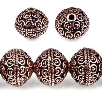 13mm Antiqued Copper Large Moroccan Round *DISCONTINUED* - Beadsofcambay.com