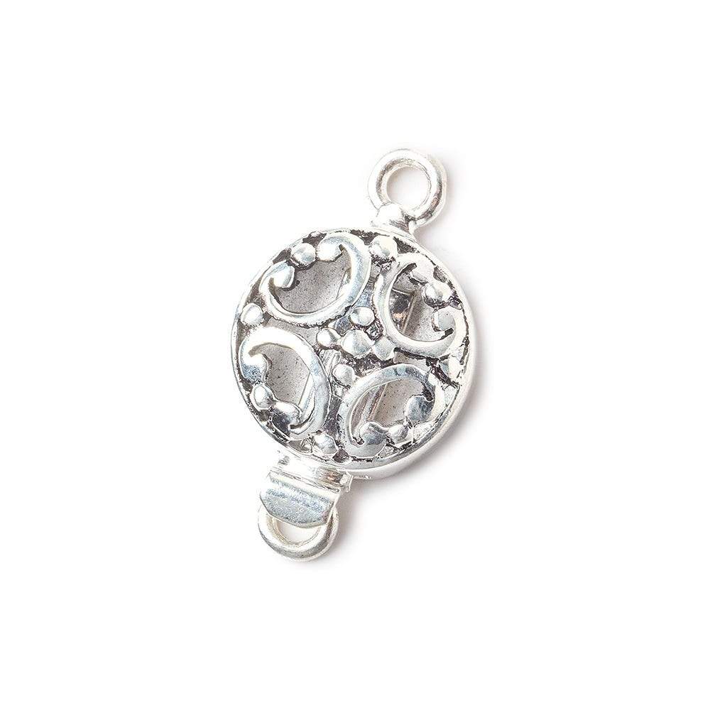 13mm Antiqued Sterling Silver plated Box Clasp Filigree Design 1 piece - Beadsofcambay.com
