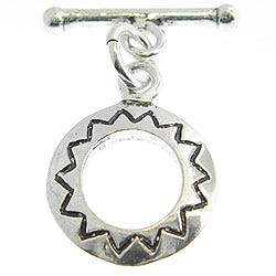 13mm Antiqued Sterling Silver Toggle Round 1 Finding - Beadsofcambay.com
