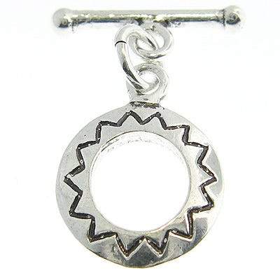 13mm Antiqued Sterling Silver Toggle Round 1 Finding - Beadsofcambay.com