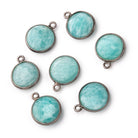 13mm Black Gold .925 Bezel Amazonite Plain Coin Pendant 1 Focal Bead - Beadsofcambay.com