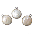 13mm Black Gold Bezel Cream Coin Pearl Pendant 1 piece - Beadsofcambay.com