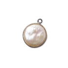 13mm Black Gold Bezel Cream Coin Pearl Pendant 1 piece - Beadsofcambay.com