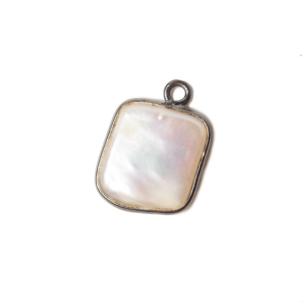 13mm Black Gold Bezel Cream Square Pearl Pendant 1 piece - Beadsofcambay.com