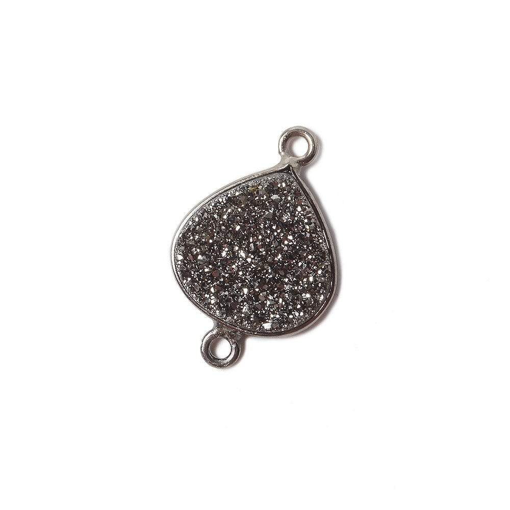 13mm Black Gold Bezel Metallic Platinum Drusy Heart Connector 1 piece - Beadsofcambay.com