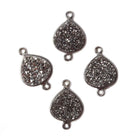 13mm Black Gold Bezel Metallic Platinum Drusy Heart Connector 1 piece - Beadsofcambay.com