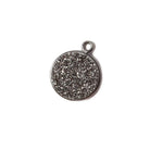 13mm Black Gold Bezel Metallic Platinum Drusy Coin Pendant 1 piece - Beadsofcambay.com