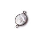 13mm Black Gold Bezel White Coin Pearl Connector 1 piece - Beadsofcambay.com