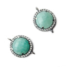 13mm Black Gold Bezel White CZ and Amazonite Coin Connector 1 focal bead - Beadsofcambay.com