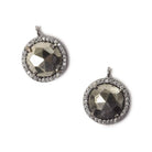 13mm Black Gold Bezel White CZ and Pyrite Coin Pendant 1 focal bead - Beadsofcambay.com