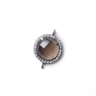 13mm Black Gold CZ Bezel Smoky Hydro Quartz Faceted Coin Connector 1 focal - Beadsofcambay.com