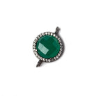 13mm Black Gold Bezeled White CZ and Green Onyx Coin Connector 1 piece - Beadsofcambay.com