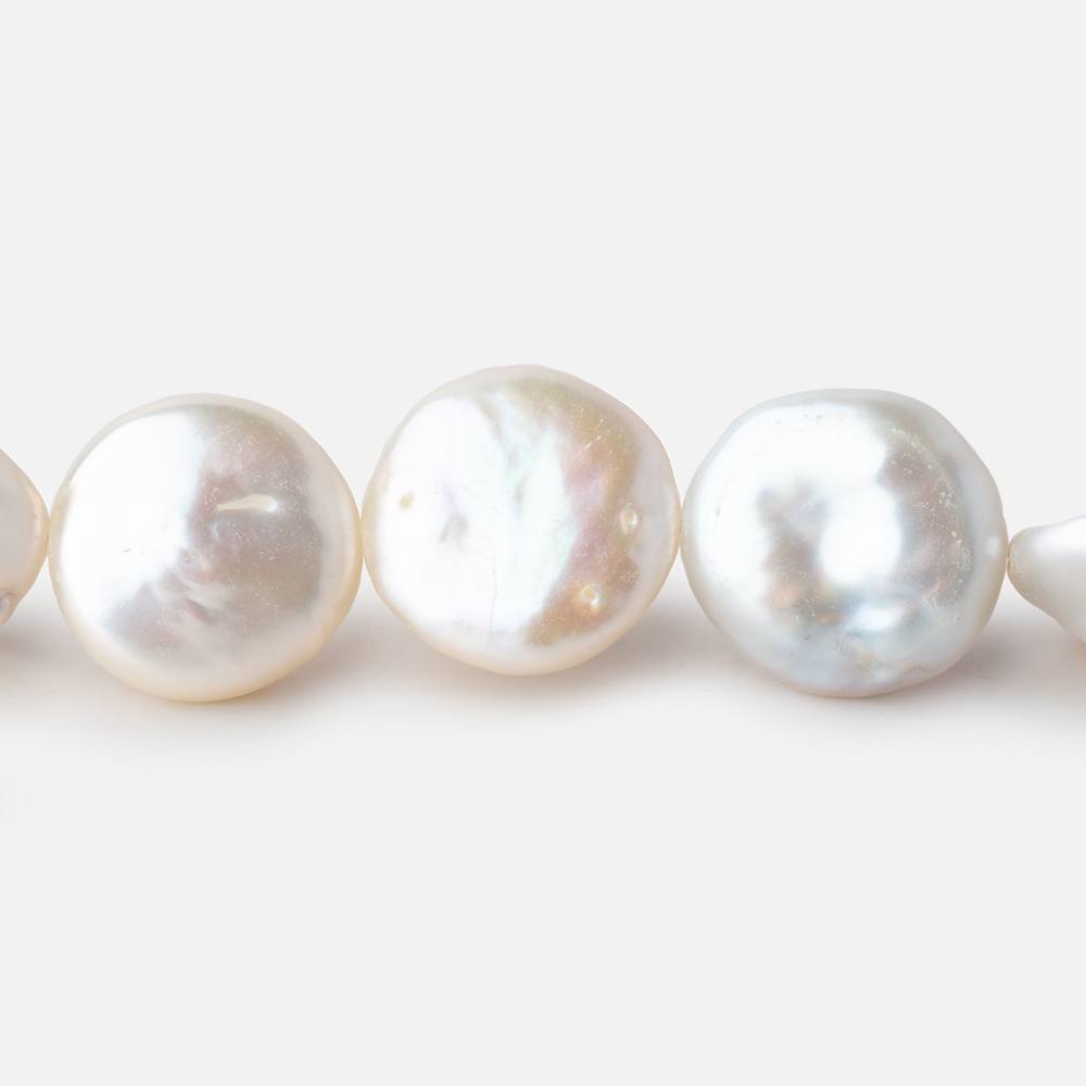 13mm Cream Coin Freshwater Pearl 16 inch 26 pieces - Beadsofcambay.com