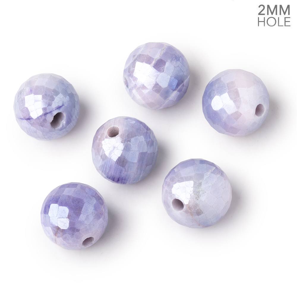 13mm Mystic Purple Moonstone 2mm Large Hole Faceted Round Bead Focal 1 piece - Beadsofcambay.com