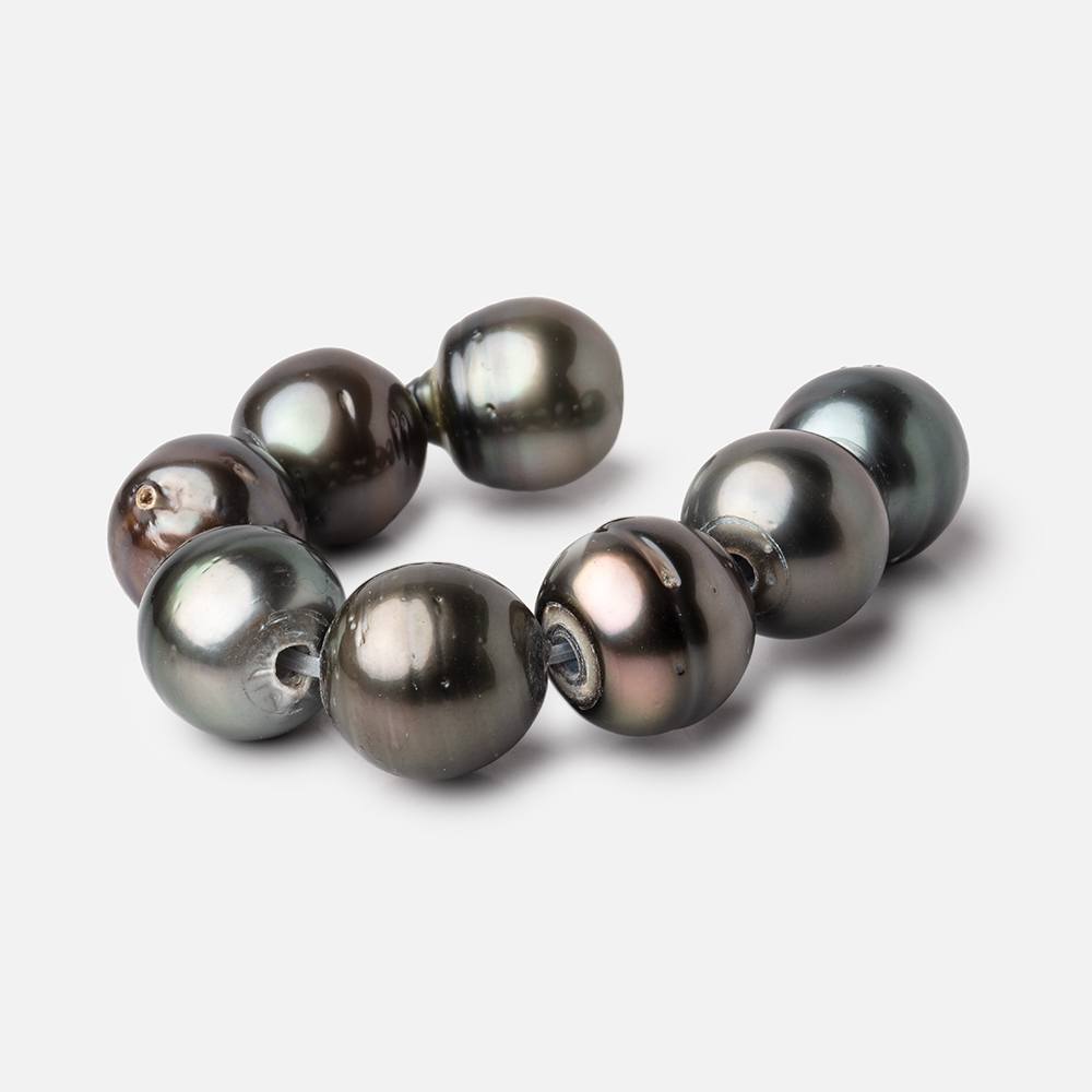 13mm Peacock Tahitian Large Hole Saltwater Pearls 4 inch 8 pieces - Beadsofcambay.com