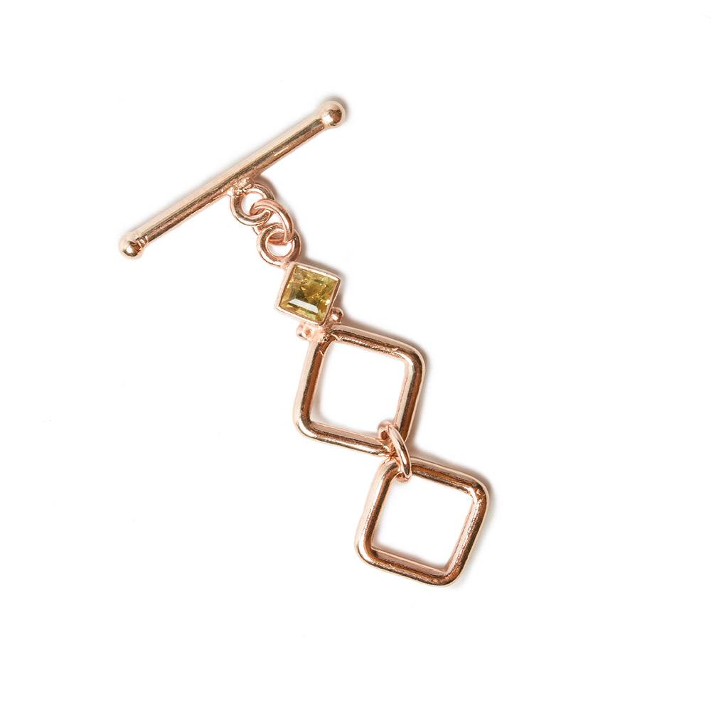 13mm Rose Gold plated Adjustable Square Toggle with Citrine 1 pcs - Beadsofcambay.com