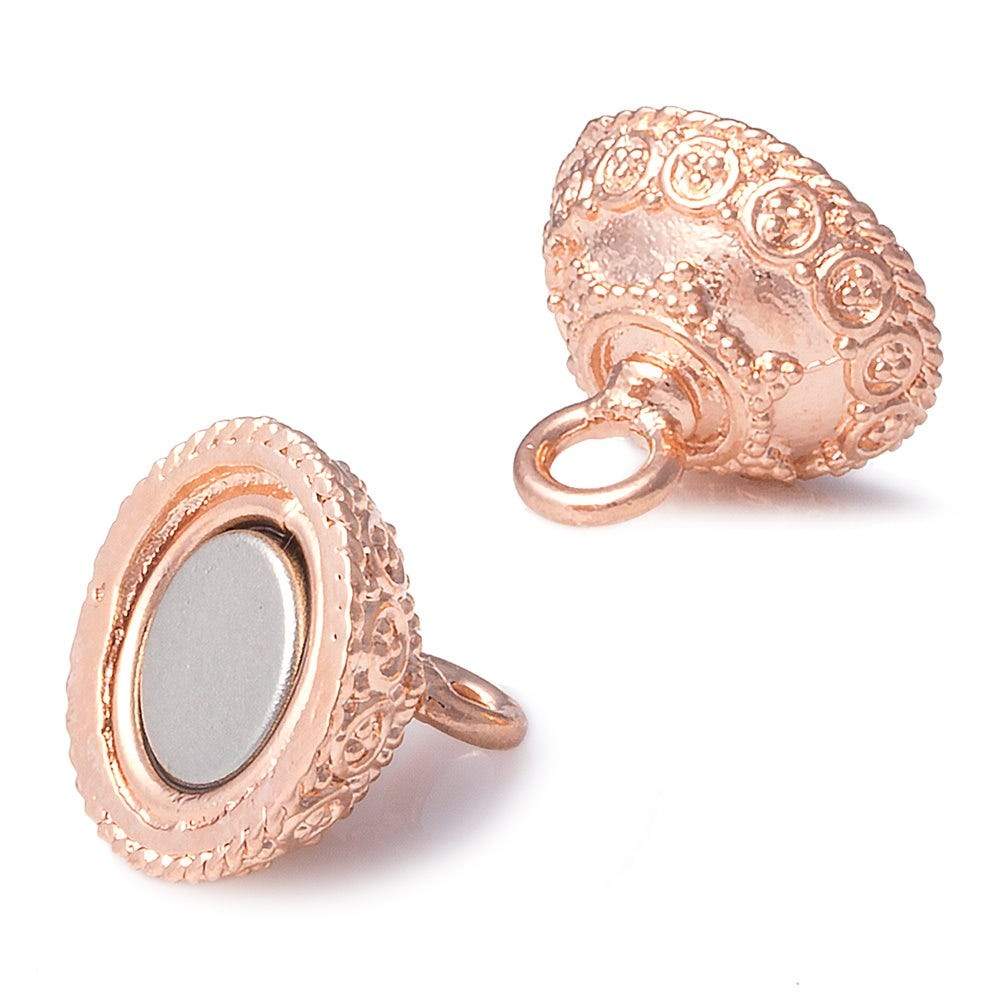 14mm Rose Gold plated Circular Design Magnetic Clasp 1 piece - Beadsofcambay.com