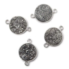 13mm Silver .925 Bezel Metallic Platinum Drusy Coin Connector 1 piece - Beadsofcambay.com
