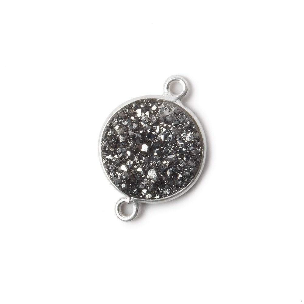 13mm Silver .925 Bezel Metallic Platinum Drusy Coin Connector 1 piece - Beadsofcambay.com